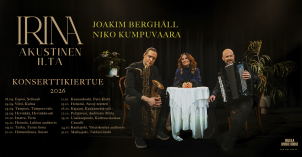 Irina ja muusikot tunnelmallisessa konserttimainoksessa