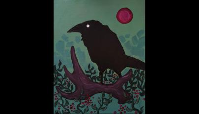 Venla Kähkönen, Korppi, 2025, akryyli- ja öljyväri