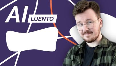 Kuvassa on yksi henkilö ja teksti AI-luento.