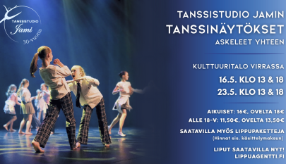 tapahtuman mainos jossa tanssijoita tekstitietoja