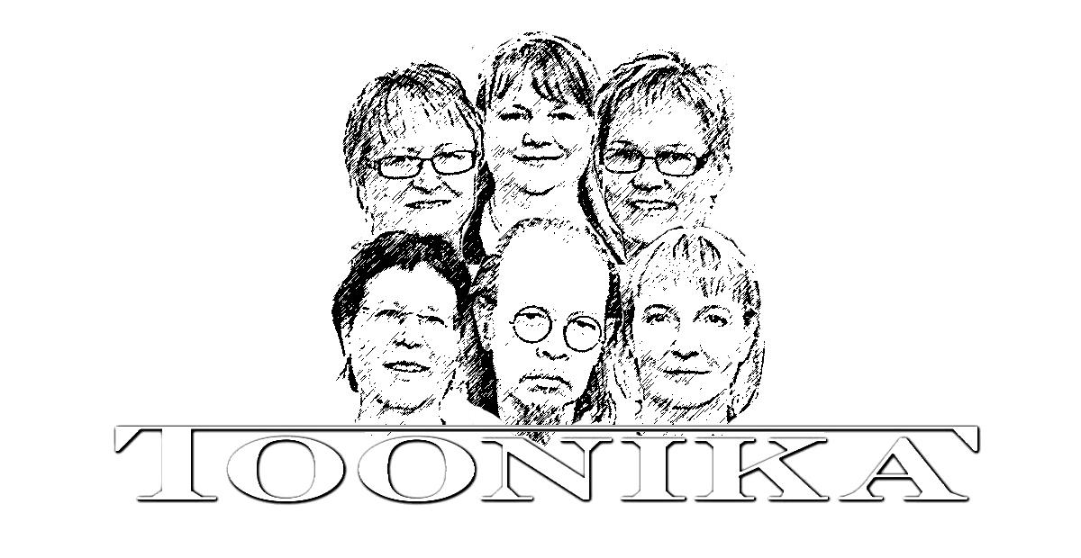 Piirroskuvassa kuusi kuorolaista.