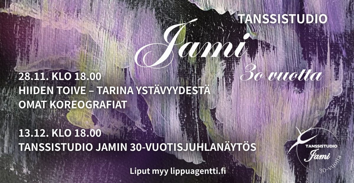 Tummaa ja violettia taustalla, valkoista tekstiä