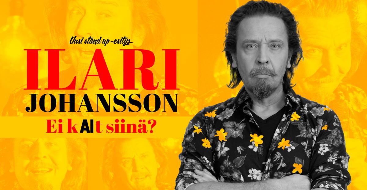 Keltainen tausta, toisessa laidassa tekstiä ja toisessa Ilari Johansson