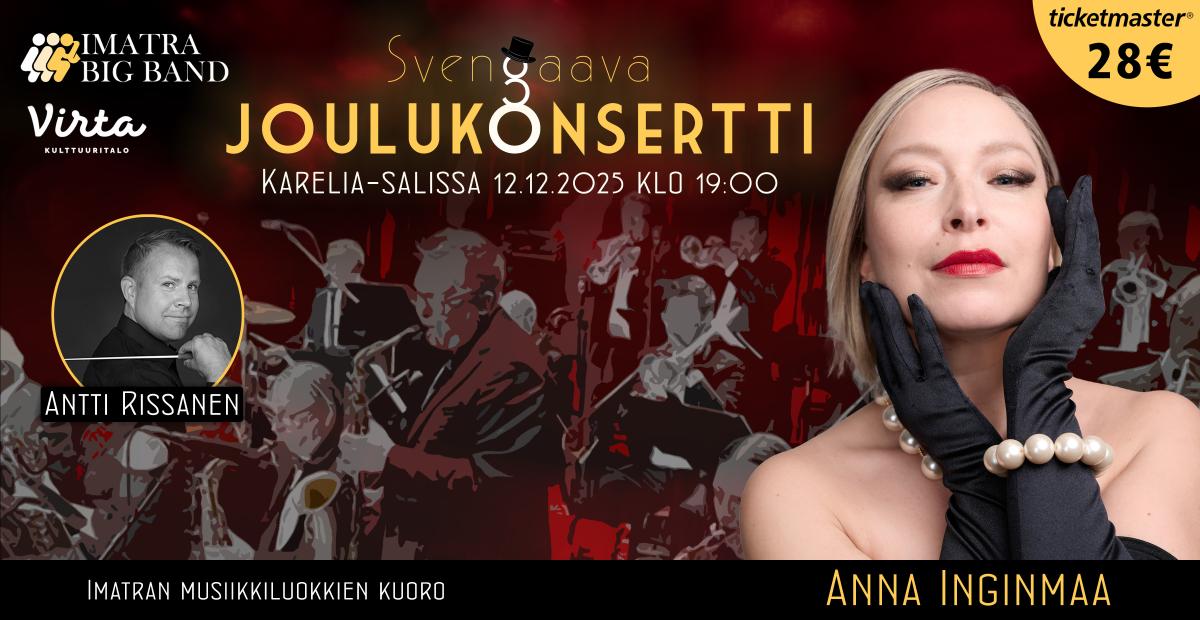 Etualalla vaaleahiuksinen nainen, jolla mustat hansikkaat, takana bändi.