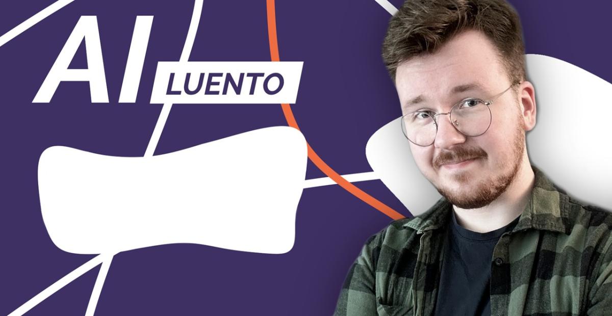 Kuvassa on yksi henkilö ja teksti AI-luento.