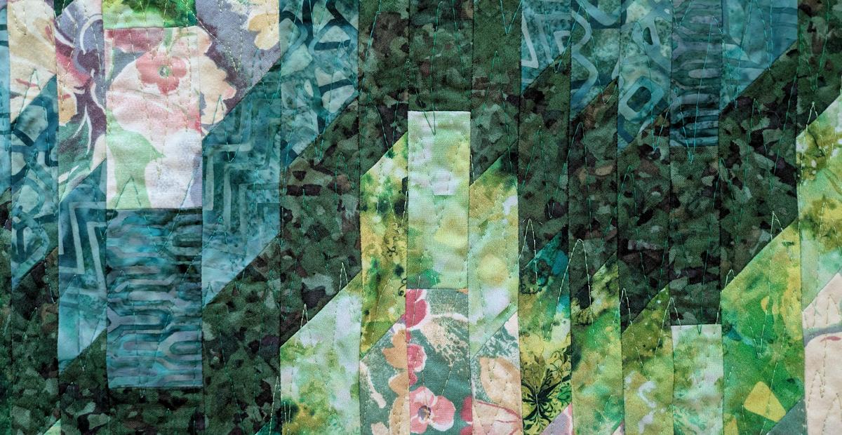 Tarja Kanerva yksityiskohta teoksesta: Helinä, 2025, bargello -tekniikka, 93 x 64 cm