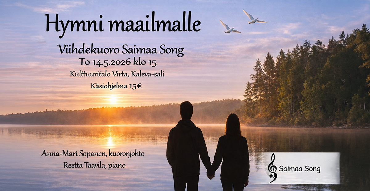 konsertin mainos tunnelmallisella auringonlaskukuvalla