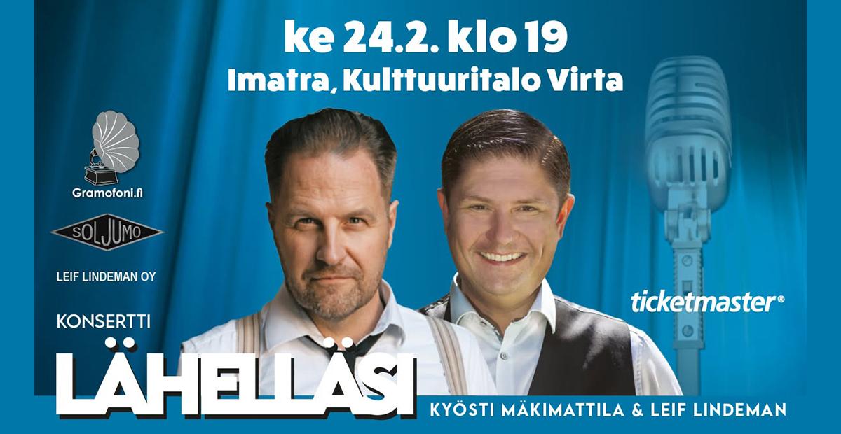 Kyösti ja Leif mainoksen keskellä